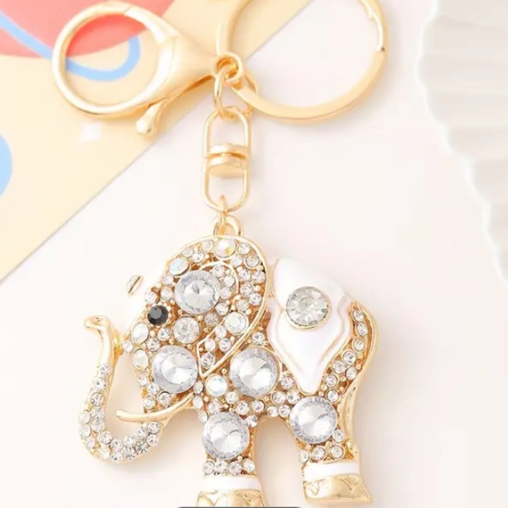 NWT- Rhinestone Elephant Keychain, Bag Charm, etc